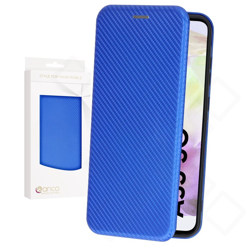 anco Bookcase Carbon Optic für A356B Samsung Galaxy A35 5G - blue