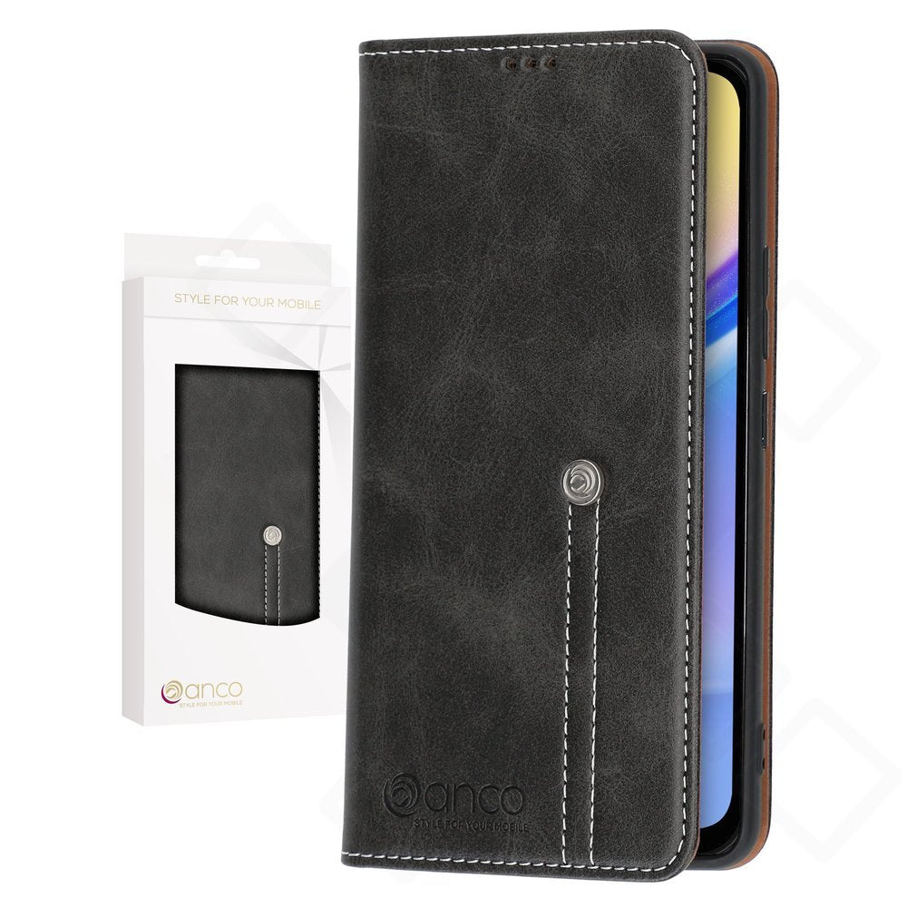 Schwarzes anco Bookcase Phoenix für Samsung Galaxy A15 und Galaxy A15 5G