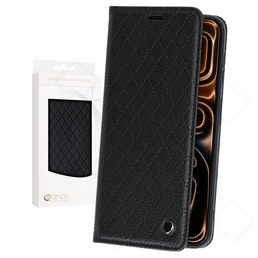 Schwarzes anco Bookcase Style Magnetic mit Kartenfach für Apple iPhone 17 Pro