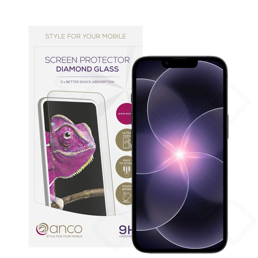 anco Diamond Glass 9H Panzerglas für iPhone 13, 13 Pro, 14, 16e und 17e