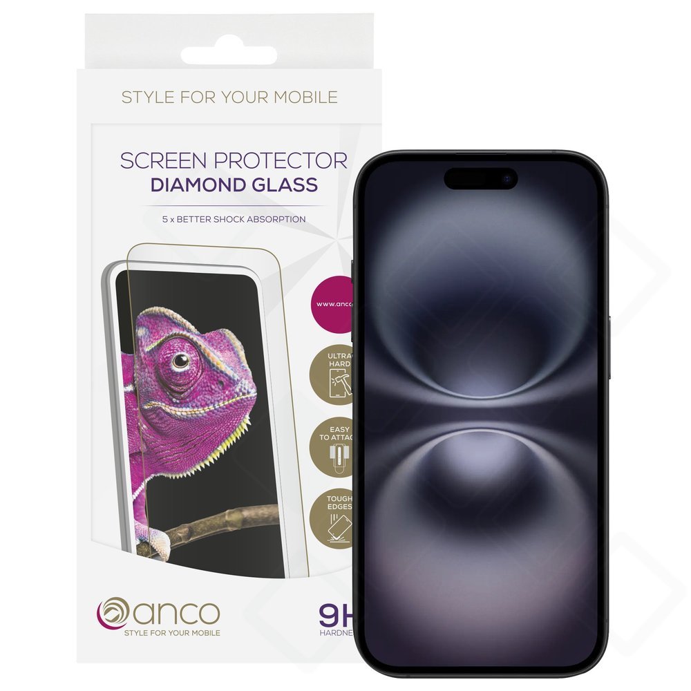 anco Diamond Glass für Apple iPhone 16 - black