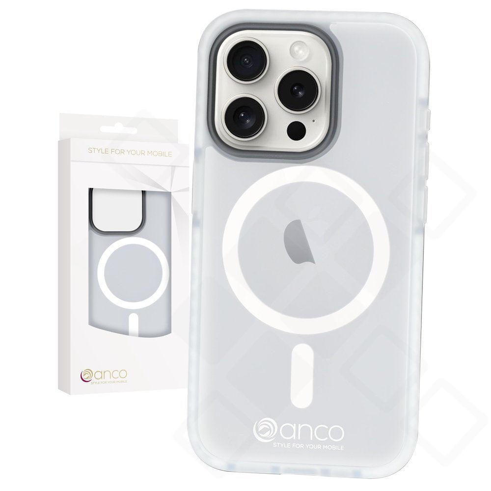 anco Magnetic Protect Case mit MagSafe-Ring und 2-m-Fallschutz für Apple iPhone 15 Pro - white