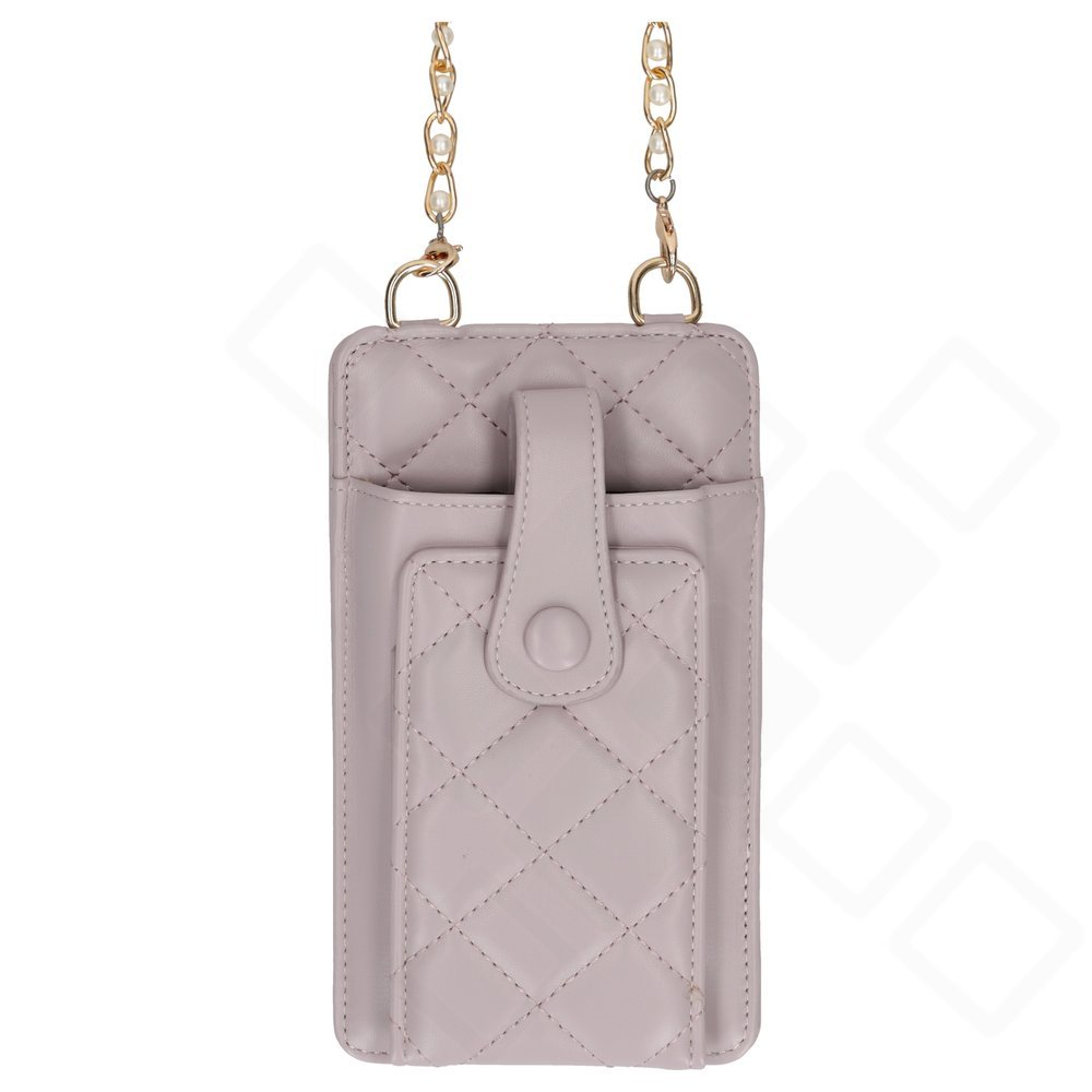 anco Quilted Phone Bag im gesteppten Design mit 150 cm langer Tragekette zum Tragen über der Schulter - purple