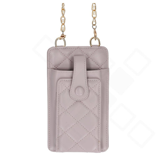 anco Quilted Phone Bag im gesteppten Design mit 150 cm langer Tragekette zum Tragen über der Schulter - purple