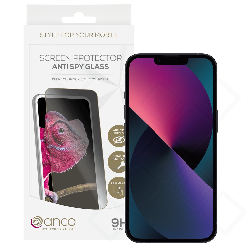 anco Anti-Spy 9H Privacy Panzerglas für iPhone 13, 13 Pro, 14, 16e und 17e