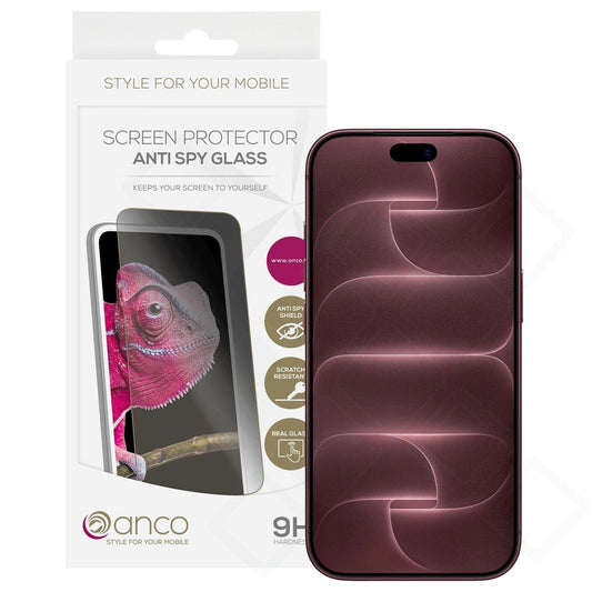 anco Tempered Glass Anti-Spy für Apple iPhone 16 Pro, 17, 17 Pro