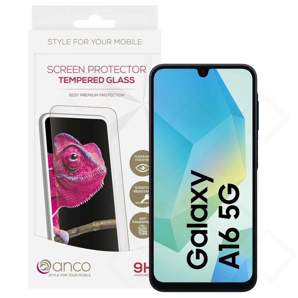 Transparentes anco Tempered Glass Fullscreen mit schwarzem Rand für Samsung Galaxy A16 4G und Galaxy A16 5G