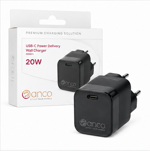 anco mini Wall Charger USB-C Power Delivery 20W - black
