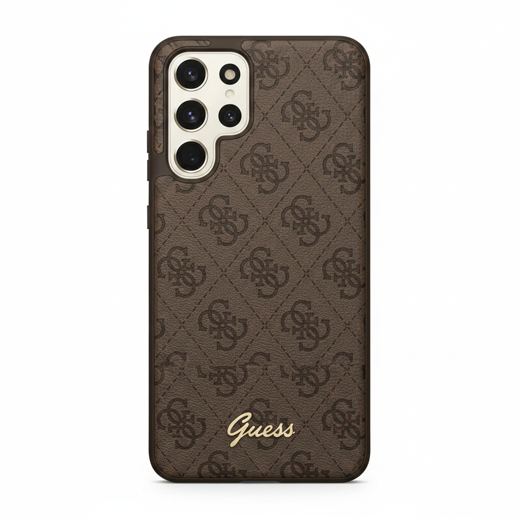Guess 4G Script Metal Logo Magnetic Case Samsung Galaxy S26 Ultra Brown – Frontansicht ohne Verpackung