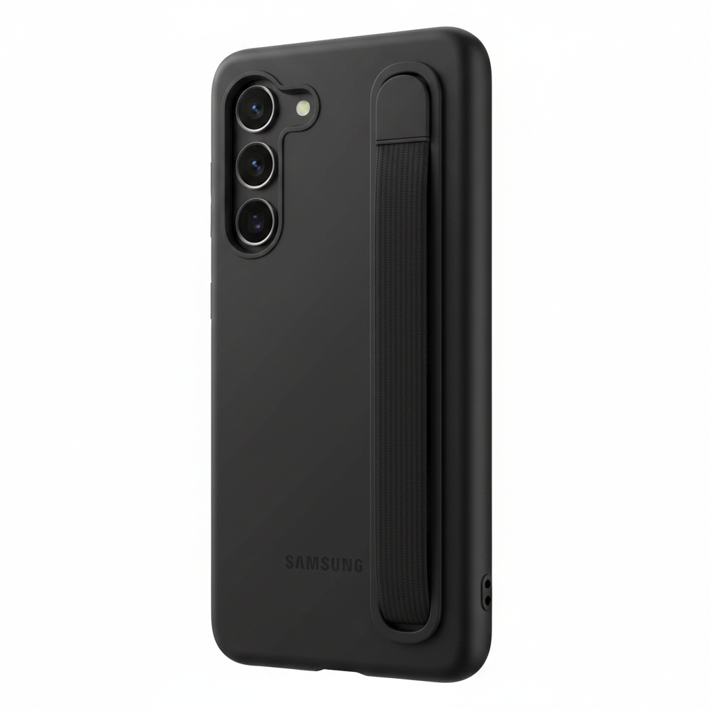 Samsung Standing Grip Cover Galaxy S25 – Schrägansicht Rück- und Seitenprofil