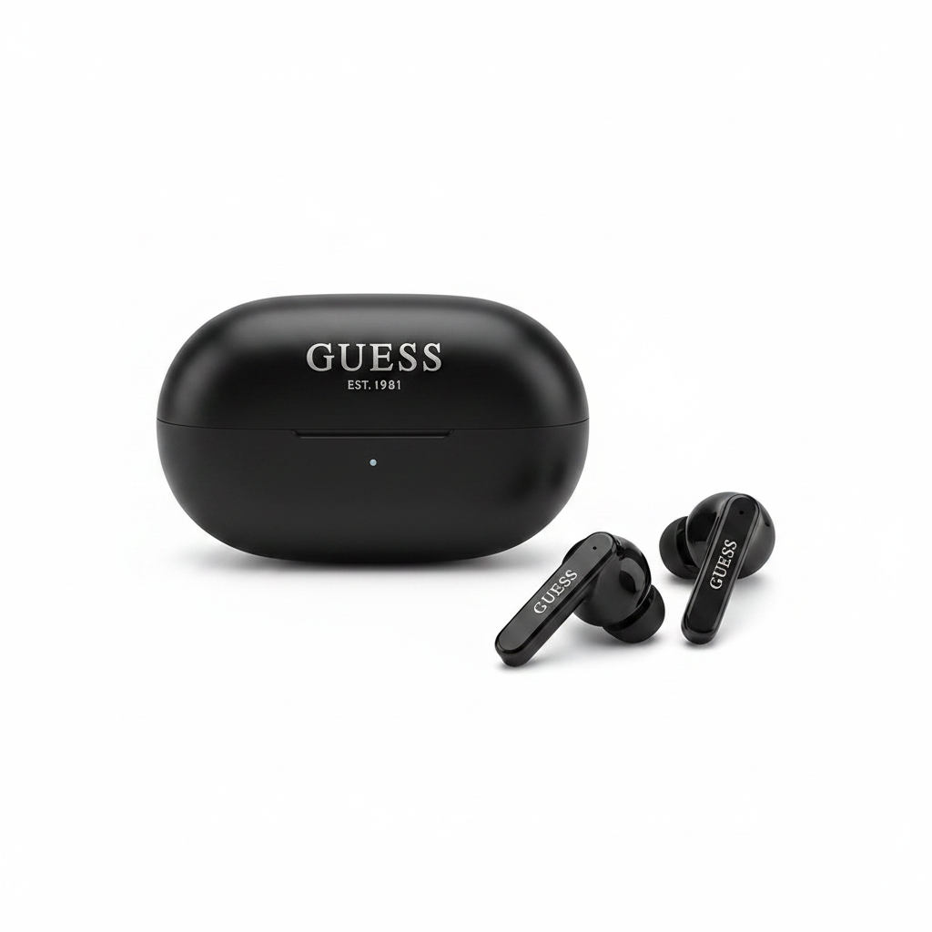 Guess ENC TWS Wireless Earbuds – Ladecase geschlossen mit Guess Logo