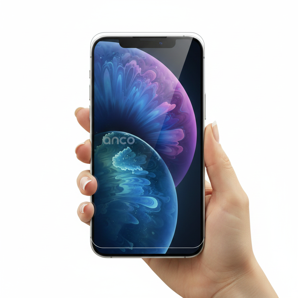 anco 9H Fullscreen Panzerglas Apple iPhone 16 Plus – Lifestyle in Hand