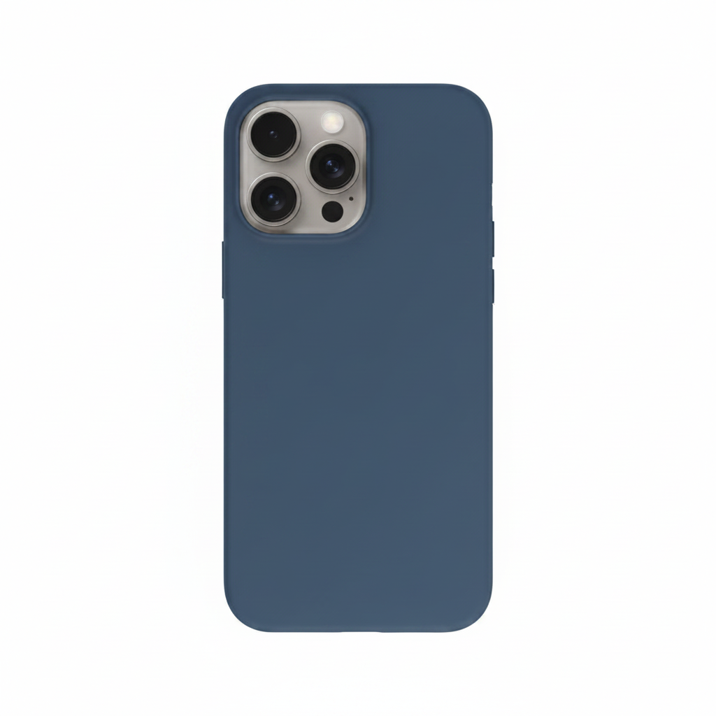 Dunkelblau Liquid Silicone iPhone 15 Pro Max Hülle – Rückansicht