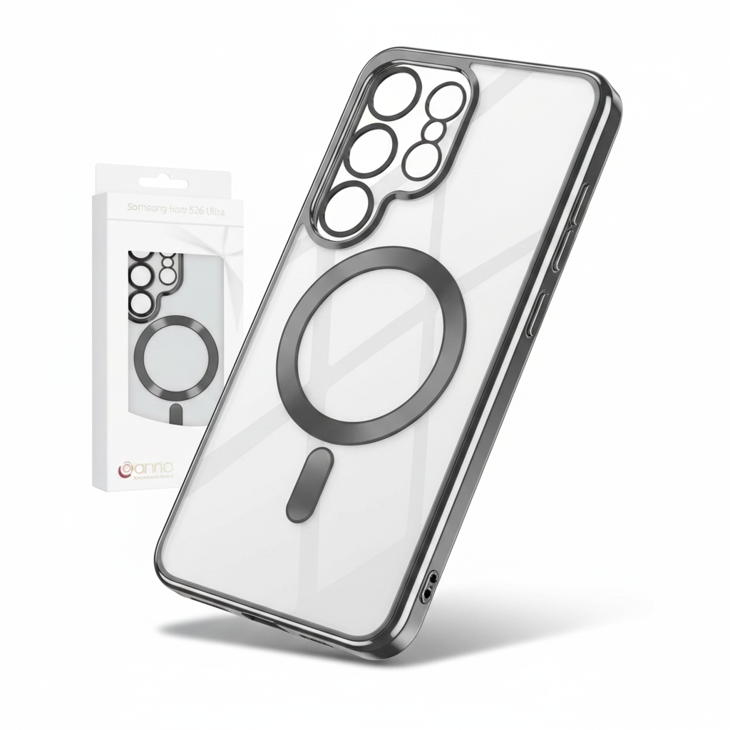 anco Magnetic Chrome Case Samsung Galaxy S26 Ultra – Schrägansicht Chrome-Rahmen