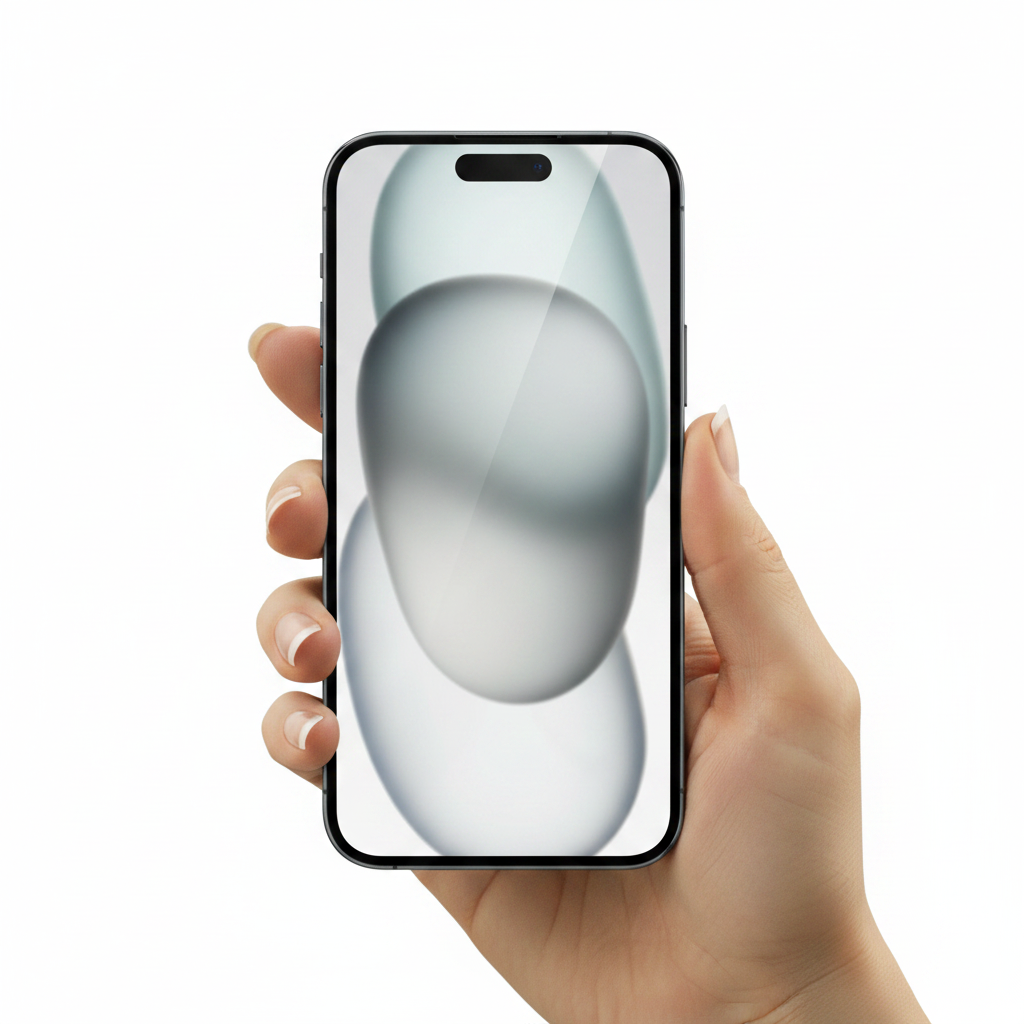 anco 9H Fullscreen Panzerglas Apple iPhone 15 – Lifestyle in Hand
