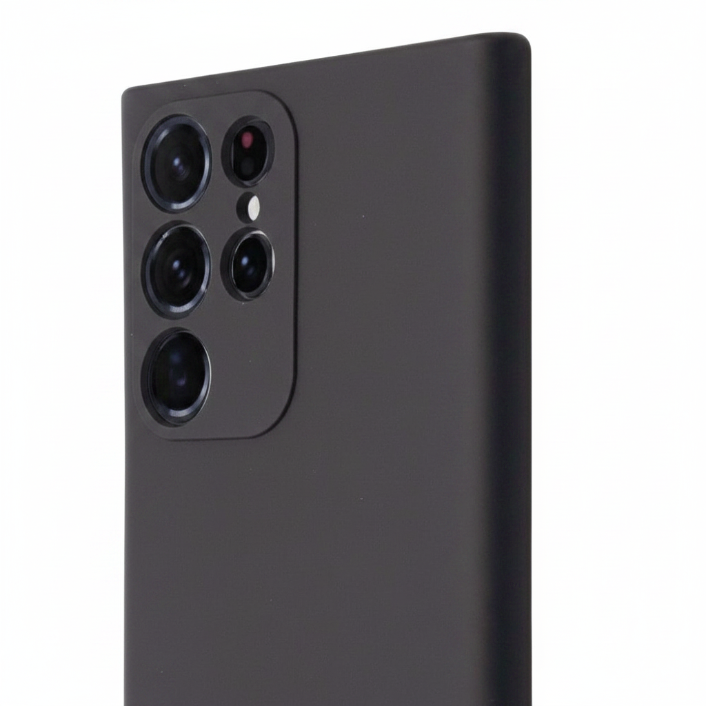 okkes Basic TPU Case S25 Ultra – Detailansicht matte Textur ultra-dünnes Profil Kameraausschnitt