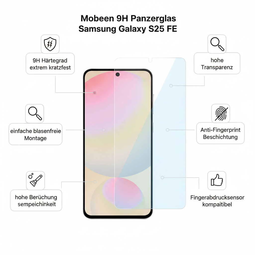Mobeen Panzerglas Samsung Galaxy S25 FE – Infografik
