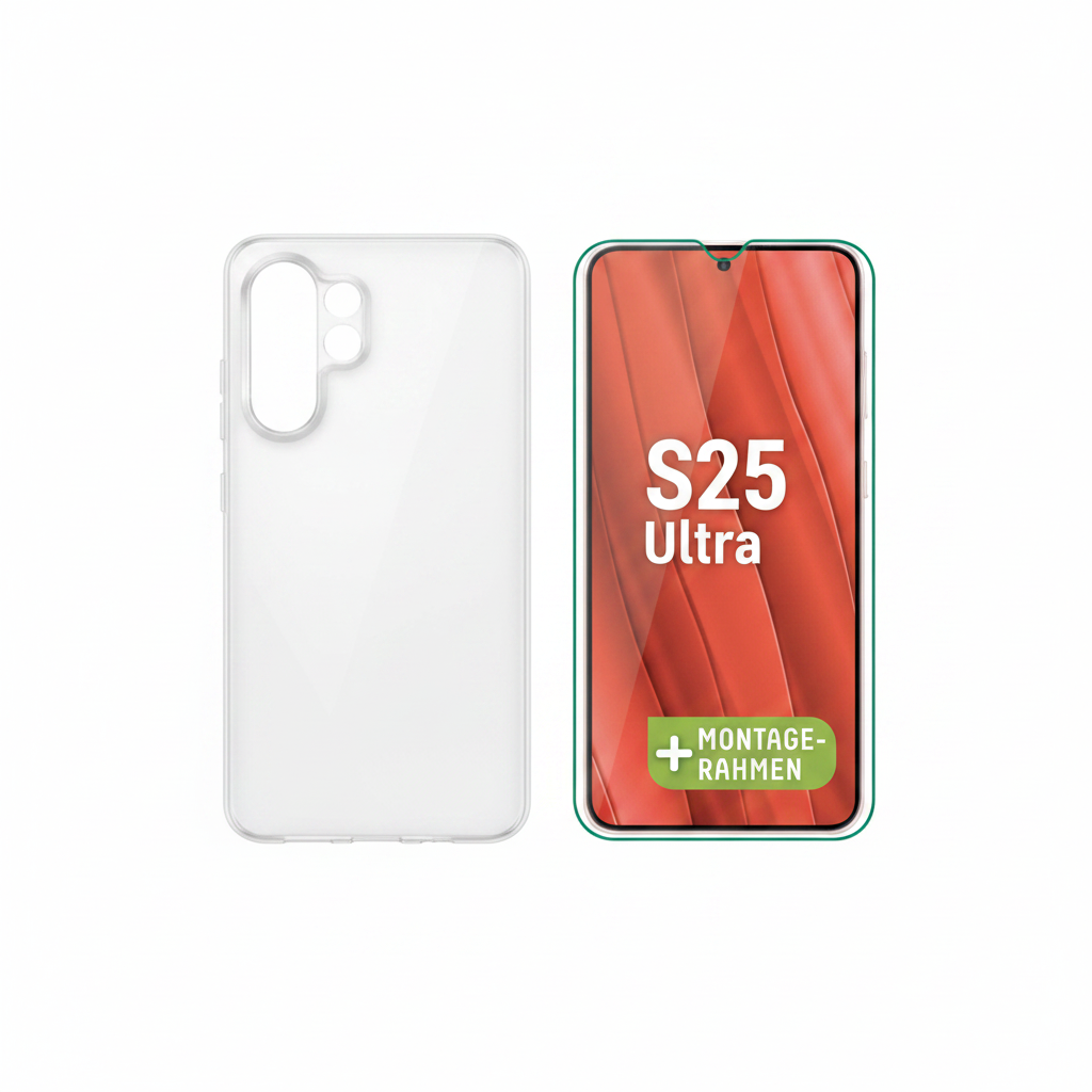 DISPLEX Real Glass + Case Samsung Galaxy S25 Ultra – Flat Lay