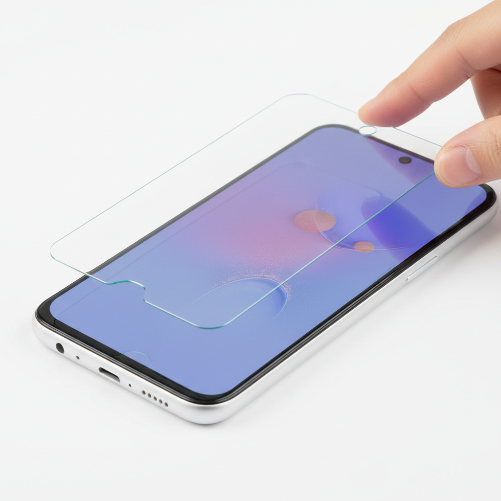okkes Titan Plus Panzerglas Galaxy A35 5G – Montage auf Samsung Smartphone