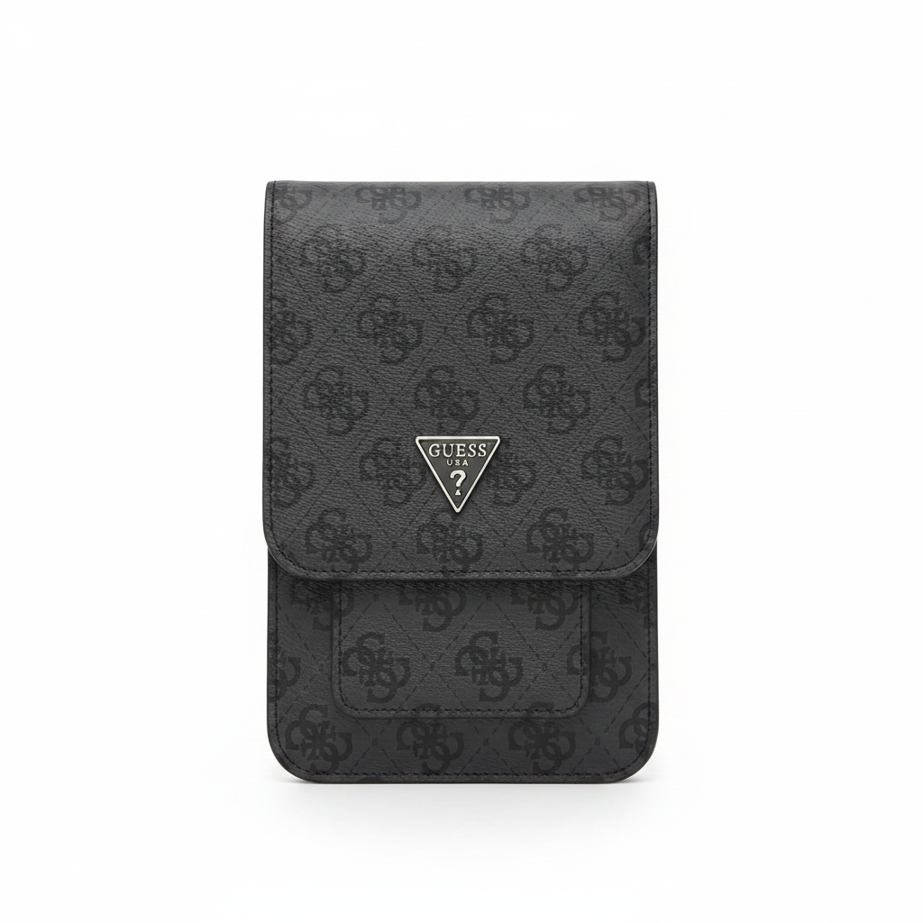 Guess 4G Triangle Logo Phone Bag schwarz – Umhängetasche PU Leder