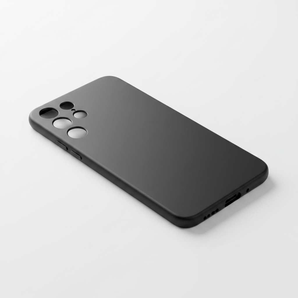okkes Basic TPU Case Galaxy S25 – Schrägansicht schlankes Rück- und Seitenprofil