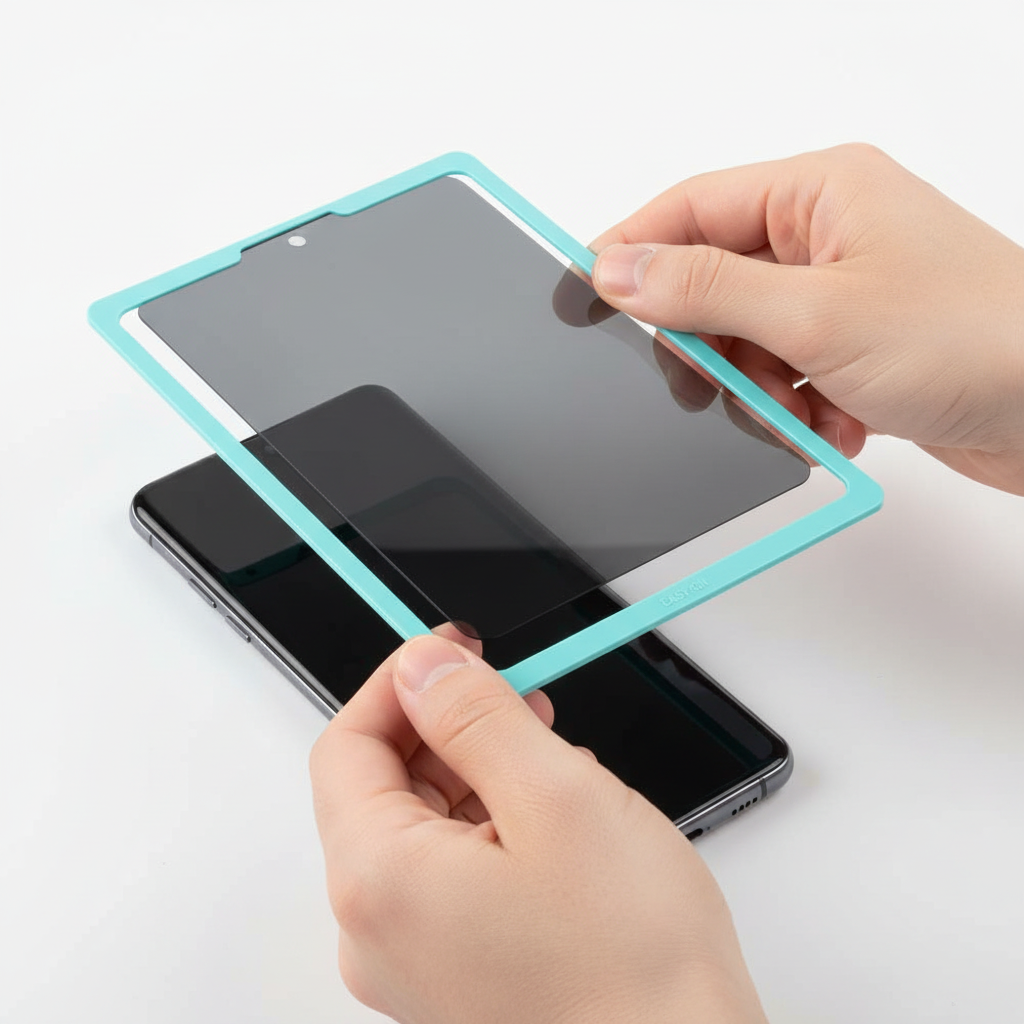 Anwendungsbild – Privacy Glass wird auf S25 Ultra aufgelegt