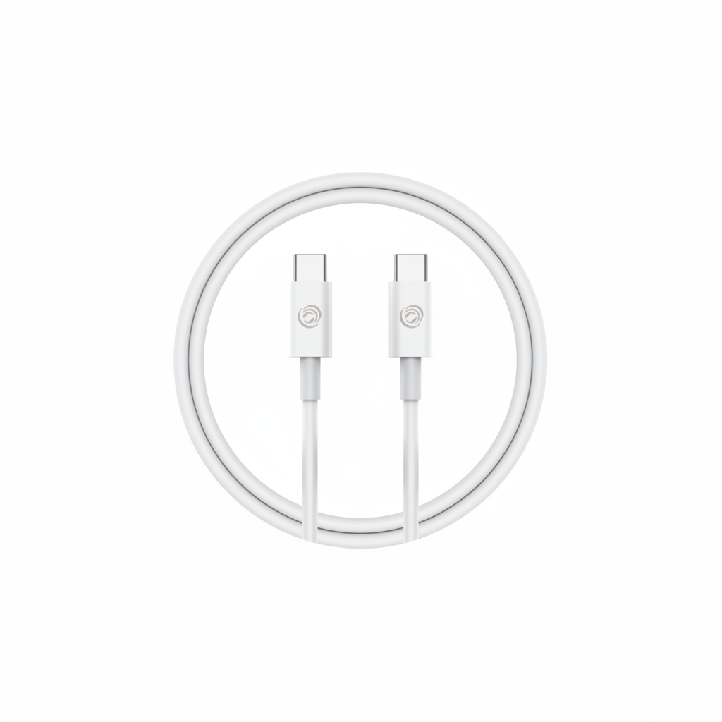 Weißes USB-C zu USB-C Kabel – Gesamtansicht