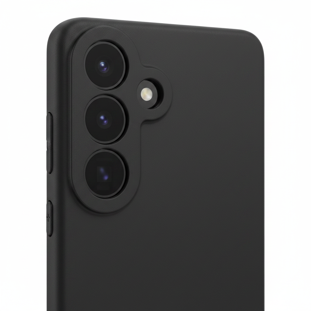 anco Dark Case S26+ – Detailansicht matte Textur und Kameraausschnitt