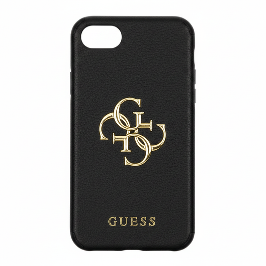 Guess Grained Big 4G Logo Case iPhone 16e / 17e Schwarz – Rückansicht