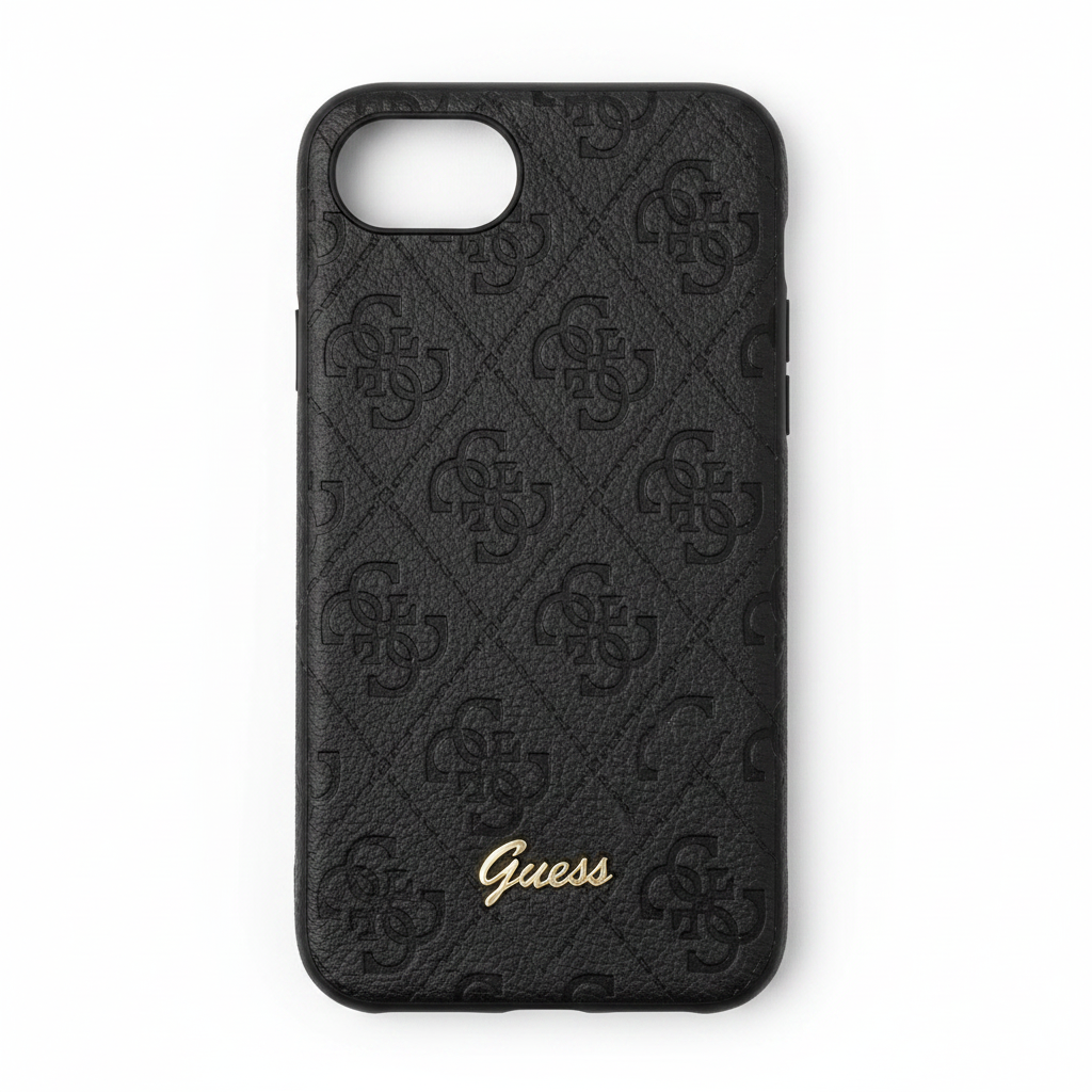 Guess 4G Classic Case iPhone 16e / 17e Schwarz – Rückansicht