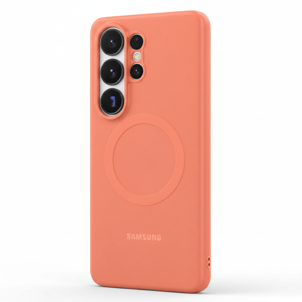 Samsung Galaxy S26 Ultra Coral Orange Silicone MagSafe Case Detailbild