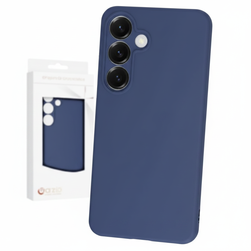 anco TPU Case Galaxy S25 Dunkelblau – Schrägansicht Rück- und Seitenprofil