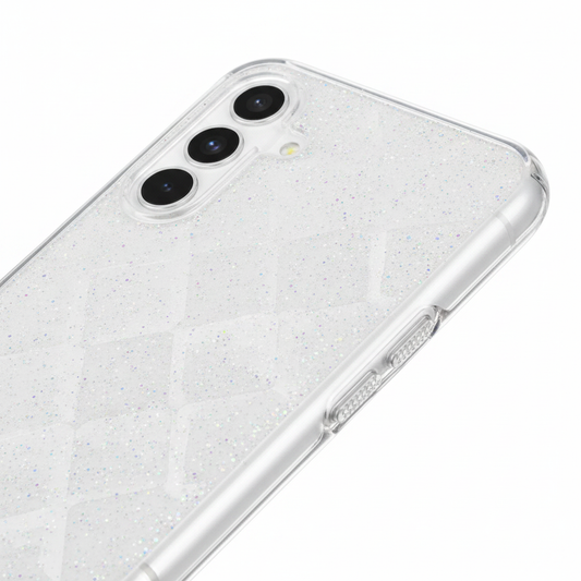 anco Shine Case – Detailansicht Glitzer-Textur und 2mm Rahmen