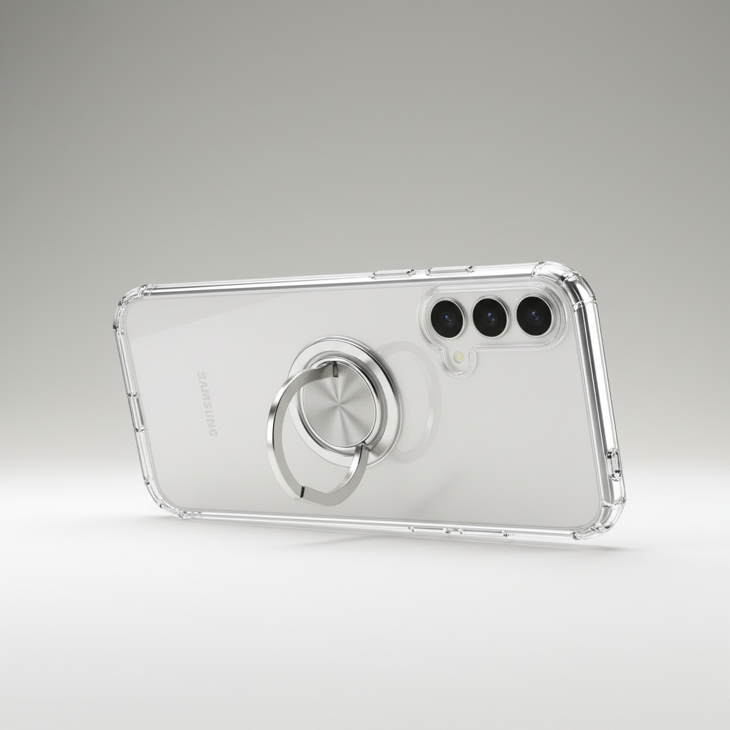 Samsung Clear Gadget Case Galaxy S24+ – Standfuß-Modus Schrägansicht