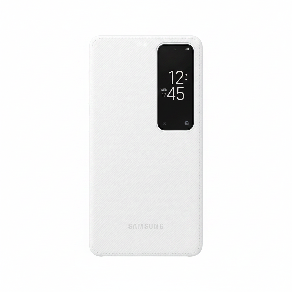 Samsung Smart View Wallet Cover Galaxy A35 5G Weiß – Frontansicht mit Sichtfenster