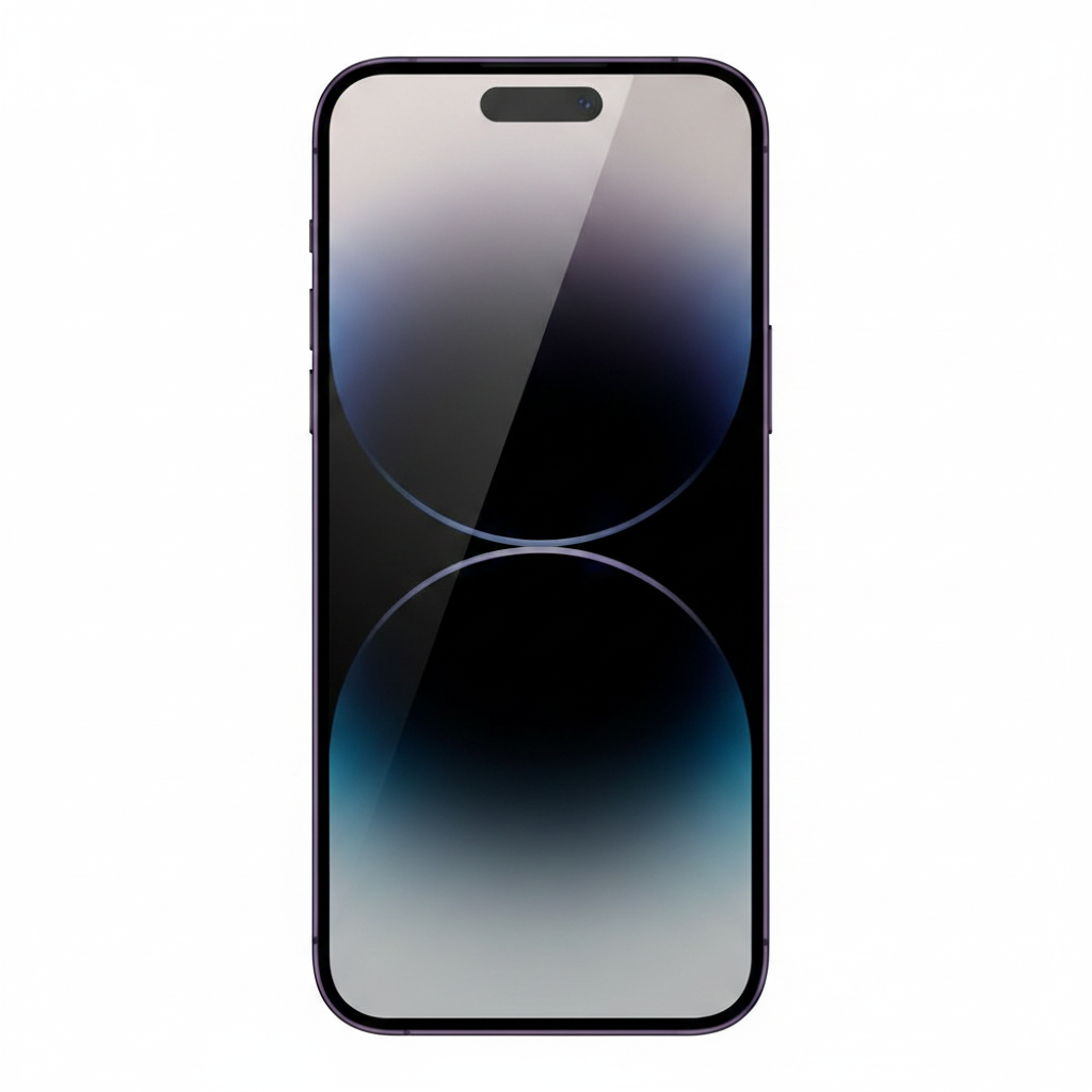 anco Anti-Spy Privacy 9H Panzerglas auf Apple iPhone 14 Pro Max – Frontansicht, Kamera verdeckt