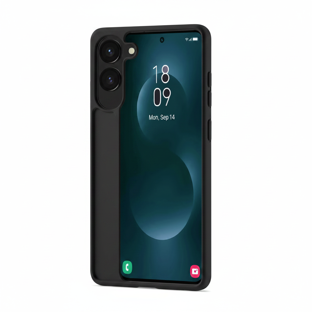 OKKES Slim TPU Hülle Samsung Galaxy S25 Edge Schwarz – Vorderseite
