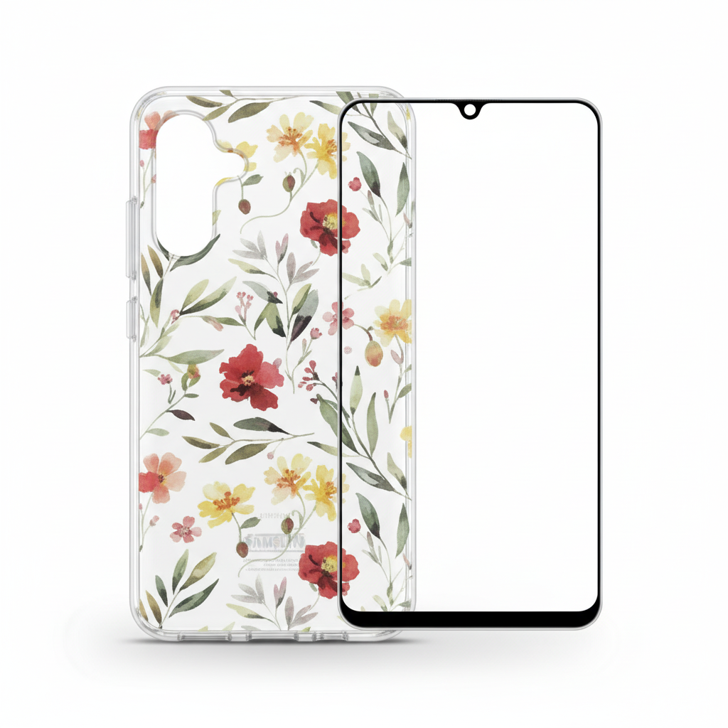 Flower Case Galaxy A16 – Bundle mit Panzerglas