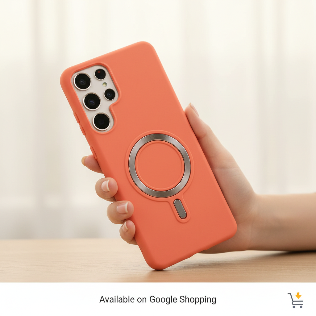 Samsung Galaxy S26 Ultra Coral Orange Silicone MagSafe Case Anwendungsbild