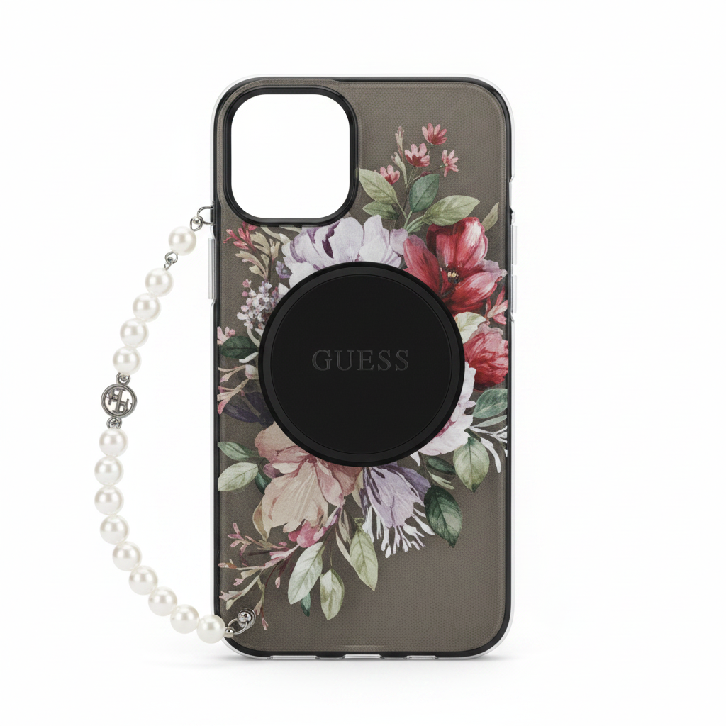 Guess IML Flowers Strap MagSafe Case iPhone 17 – Frontansicht