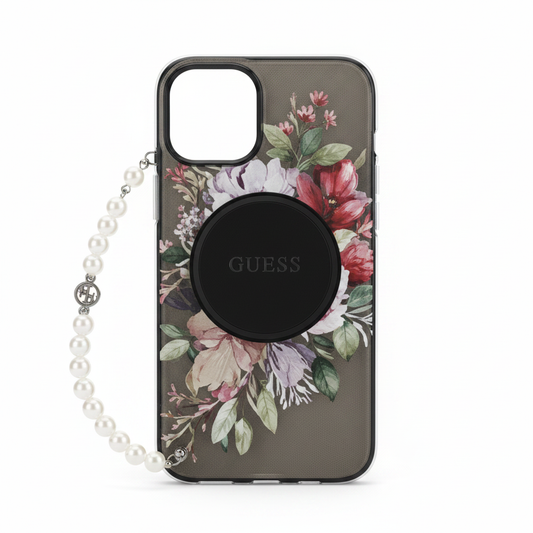 Guess IML Flowers Strap MagSafe Case iPhone 17 – Frontansicht