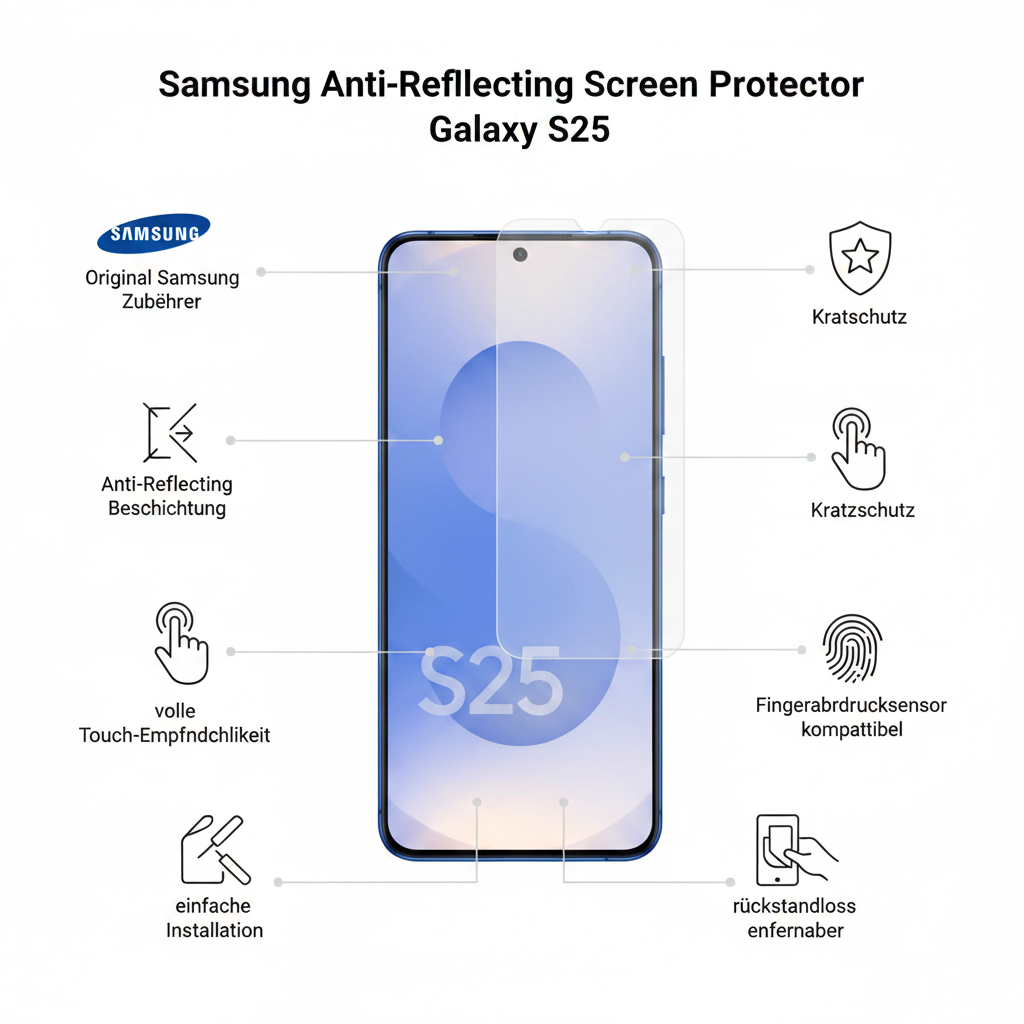 Samsung Anti-Reflecting Screen Protector Galaxy S25 – Infografik