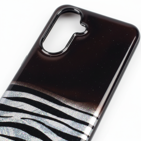 anco Animal Case – Detailansicht Zebra-Muster und Glitzer-Textur