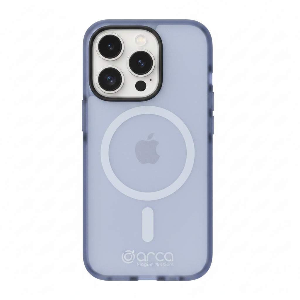 Frosted Blue iPhone 15 Pro MagSafe Hülle – Frontansicht