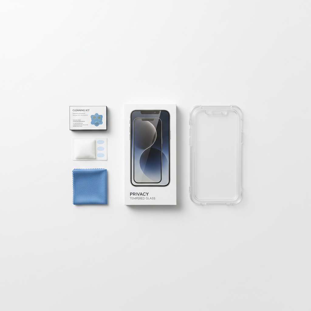 4smarts Second Glass Privacy iPhone 17 Pro – Lieferumfang Flat Lay