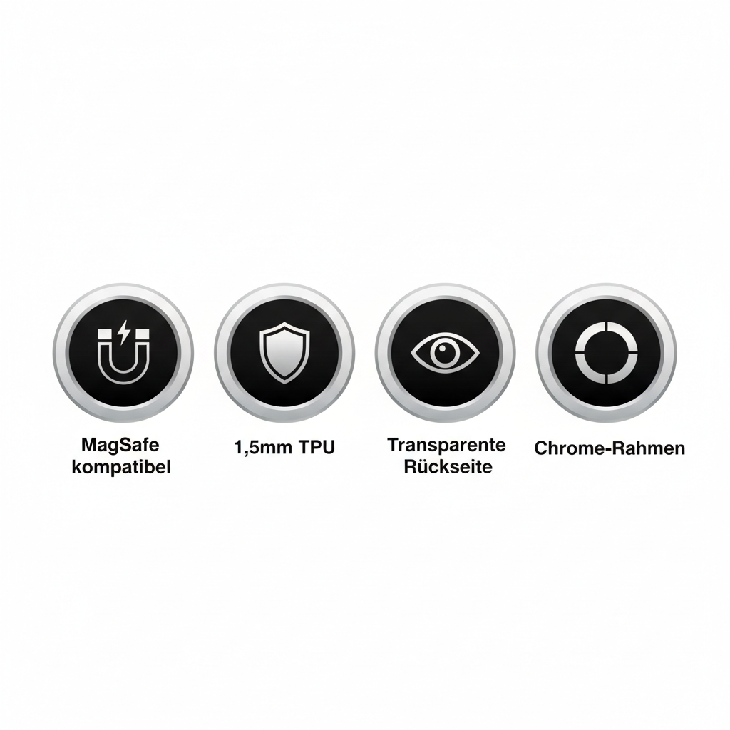anco Magnetic Chrome Case – Badge MagSafe TPU Chrome-Rahmen Transparente Rückseite