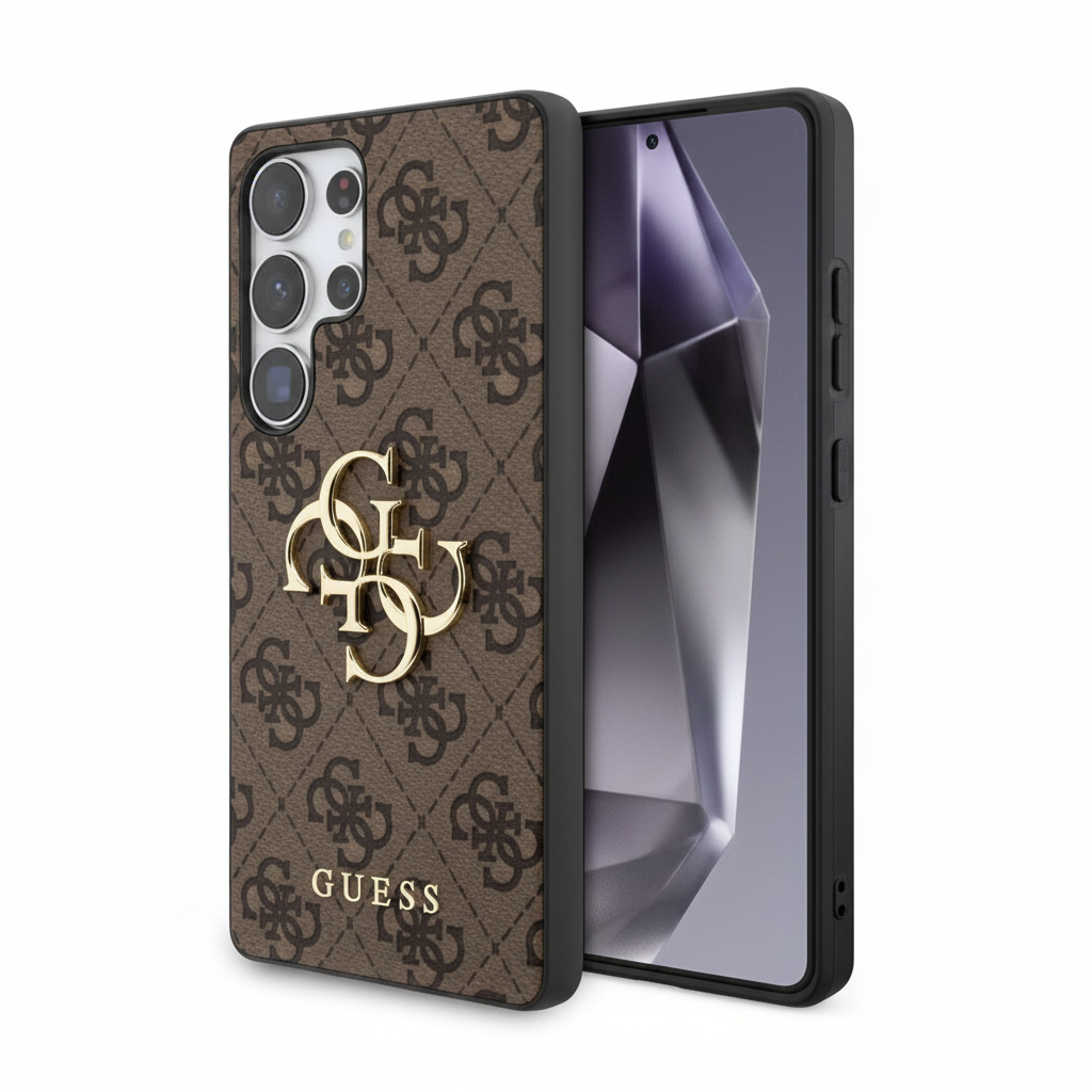 Guess 4G Metal Logo Case Samsung Galaxy S25 Ultra – Schrägansicht 3/4 Perspektive
