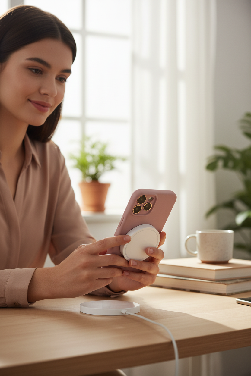 anco MagSafe Case S26 – Lifestyle Foto kabelloses Laden im Home Office