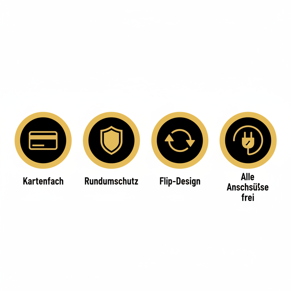 Mobeen Flip Cover – Badge Kartenfach Rundumschutz Flip-Design Anschlüsse frei