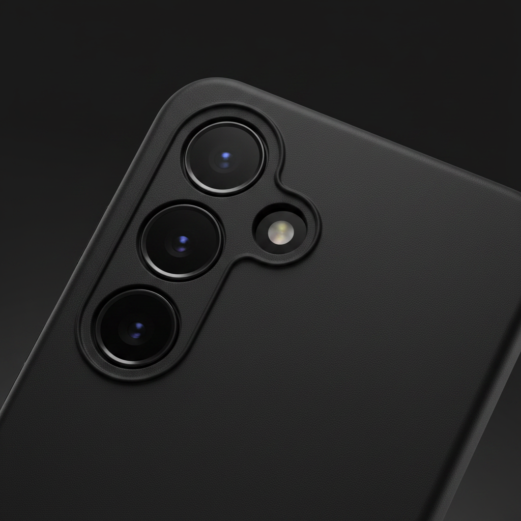 anco Dark Case S24 – Detailansicht Kamera-Ausschnitt und matte Oberfläche